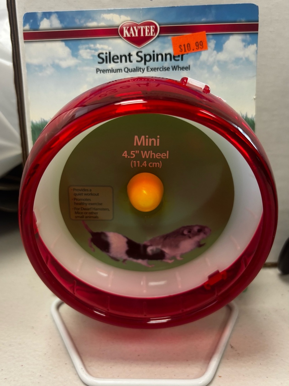 Kaytee Small Animal Premium Quality Exercise Wheel Silent Spinner Red & White